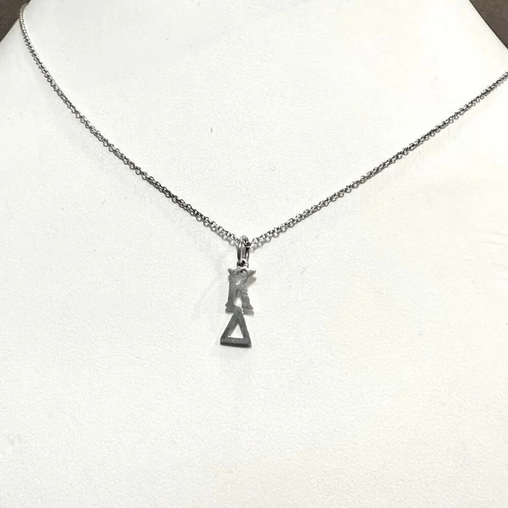 Sterling Silver Kappa Delta Sorority Lavalier Charm Pendant Chain Necklace